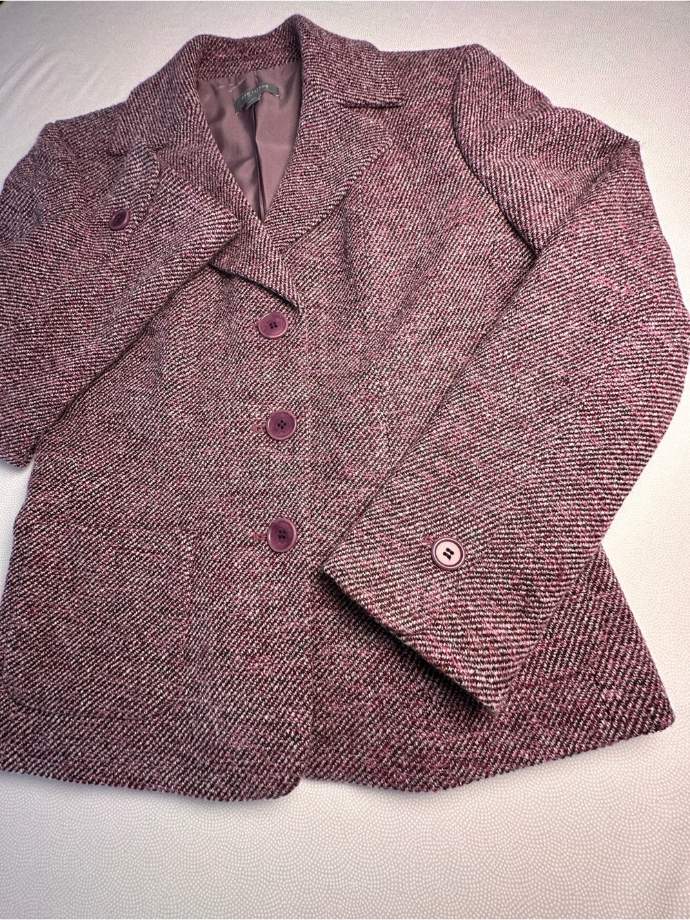 Vintage 90’s Ann Taylor Petites 6P Maeve Tweed Blazer Wool Silk Career Jacket - Picture 7 of 8